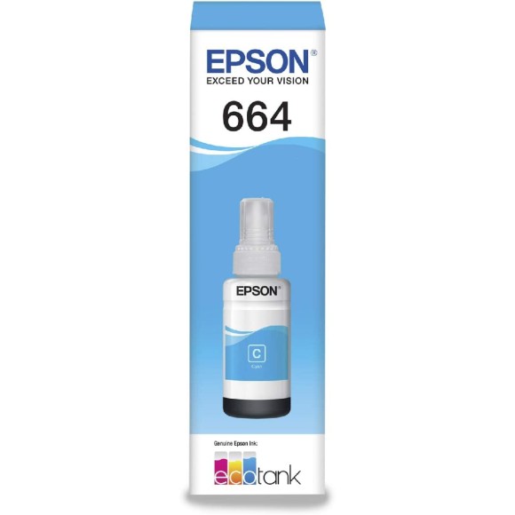 Garrafa de Tinta Original Epson EcoTank T664 Ciano